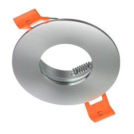 ledscom.de ERID Bathroom Ceiling Mounting Frame for Wet Rooms, Bathroom, IP44, Round, Matt Aluminium (GU10/MR16/GU5.3/50 mm) with GU10 Socket