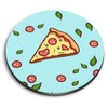 1 x Round MDF Magnet - Pizza Slices Junk Food