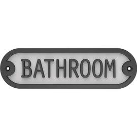 Franklin Brass Derby Bathroom Door Sign Metal Interior Door Plaque in Matte Black HHIDPB-MB-U