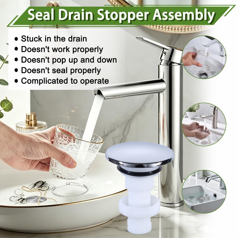 972-098J Plumbing-Equipment Chrome Drain Sink Stopper, Drain Sink Plug Part
