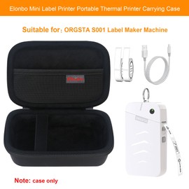 Elonbo Carrying Case for ORGSTA S001 Label Maker Machine, Portable Mini Bluetooth Thermal Label Printer Storage Holder, Wireless Small Handheld Sticker Maker Travel Bag, Pocket Fits Paper, Black