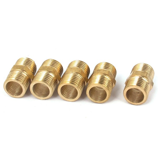 uxcell Reducer Nipple Hex Pipe Fitting Male 1/4 NPT Brass