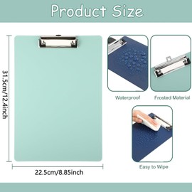 BEANPRECOY 4 Pcs A4 Plastic Clipboard, 12.5 x 9 Inch Office Clipboard, Coloured Clip Board, Portable Clip Board with Low Profile Clip, Hanging Clipboard for Home, Office, School