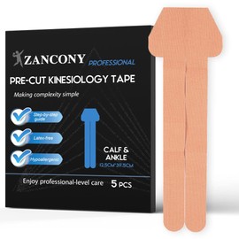 Zancony Pre-Cut Kinesiology Tape for Calf and Ankle Incredible Support for Athletic Sports Relaxing The Tense Muscles Easy to Use Latex Free High Breathability 95% Cotton and 5% Spandex 5pcs