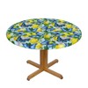 Famame Citrus Lemons Blue Butterfly Fitted Round Tablecloth Waterproof Table