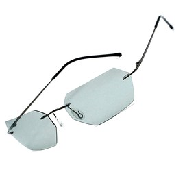 PLOPLO Photochromic Titanium Alloy Matrix Square Rimless Sunglasses men Ultralight, Gray, Normal Size