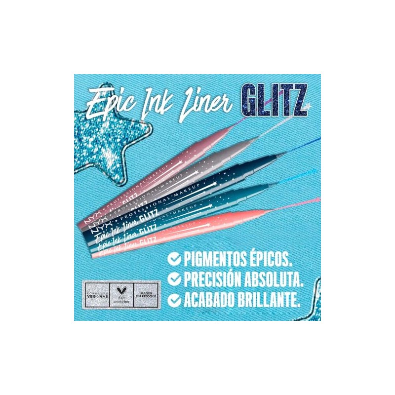 NYX Professional Makeup Epic Ink Liner Glitz, Delineador Líquido con