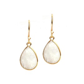Gempires Rainbow Moonstone Teardrop Earrings, Natural Crystal Dangle Jewelry, Hypoallergenic 14k Gold Plated Earrings for Women, Elegant Everyday Wear, Healing Gift for Mom, Wife, or Friend