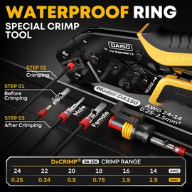 DxCRIMP Waterproof Automotive Electrical Connectors Crimping Tool Kit, 1/2/3/4 Pin Waterproof Plugs, Ratchet Crimper for 24–14 AWG Wires, Includes Removal Tools for Car, Truck, RV, Boat Wiring Harness