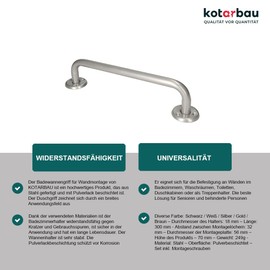 KOTARBAU® Bath Handle 300mm Silver Holder Bath Handle Shower Handle Wall Mount Wall Mount Grab Bar for Seniors Bathroom Bath Aid