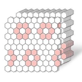 Peel and Stick Backsplash White Pink 12"×12" Boho Adhesive Wall Tile 10-Sheet Heat Resistant 3D Floral Waterproof Decorative Vinyl Backsplash for Kitchen Living Room Bathroom Renter Friendly