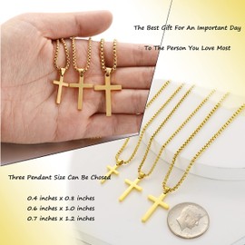 RWQIAN Stainless Steel Cross Necklace for Men gold 60cm Cross Pendant Necklace Simple Jewelry Christian cross Chain for Mens