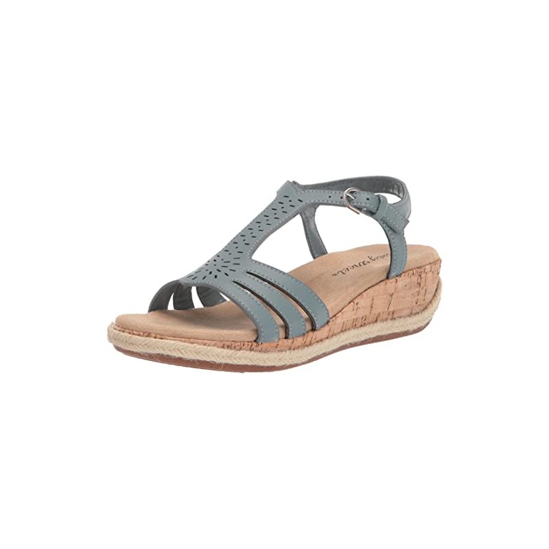 Easy Street Dorinda Sandalias de cuña para mujer, Azul, 9