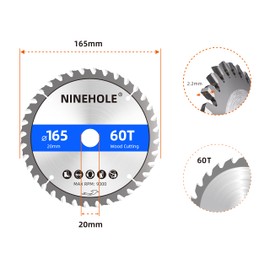 Pack of 3 165 mm Circular Saw Blades for Wood, Plywood, Laminate, Drywall, Plastic, Plastic (3 x 165 x 20 + 60T)