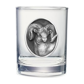 Heritage Pewter Bighorn Sheep Double Old Fashion | Double Rocks Glass 14 OZ for Liquor | Expertly Crafted Pewter Glass