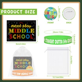 144 Pcs 5th Grade Graduation Gifts Include 36 Rubber Wristbands 36 Graduation Badges 36 Congratulations Graduations Card 36 Organza Bags for Fifth Grade Party Favors Supplies
