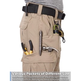 NAVEKULL Men's Flexible Work Pants Stretch Ripstop Utility Cargo Pants Lightweight Waterproof Tactical Pants Multi-Pockets Workwear Construction Pants Military Carpenter Technician Hiking Trousers