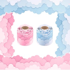 Bulletin Board Border Clouds Sky Decorative, Cloud Stickers for Back to School, Classroom Chalkboard, Office, Wall, Window, Party Decor, Blue and Pink
