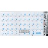 French AZERTY Keyboard Sticker with Blue Lettering ON Transparent Background