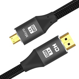 tunghey 4K Micro HDMI to HDMI Cable, Micro HDMI Male to HDMI Male Cable Adapter Nylon Braided Support 4K@60Hz HDR 3D ARC 18Gbps Compatible with Sport Camera, A6000 A6300 and More (1.5M)