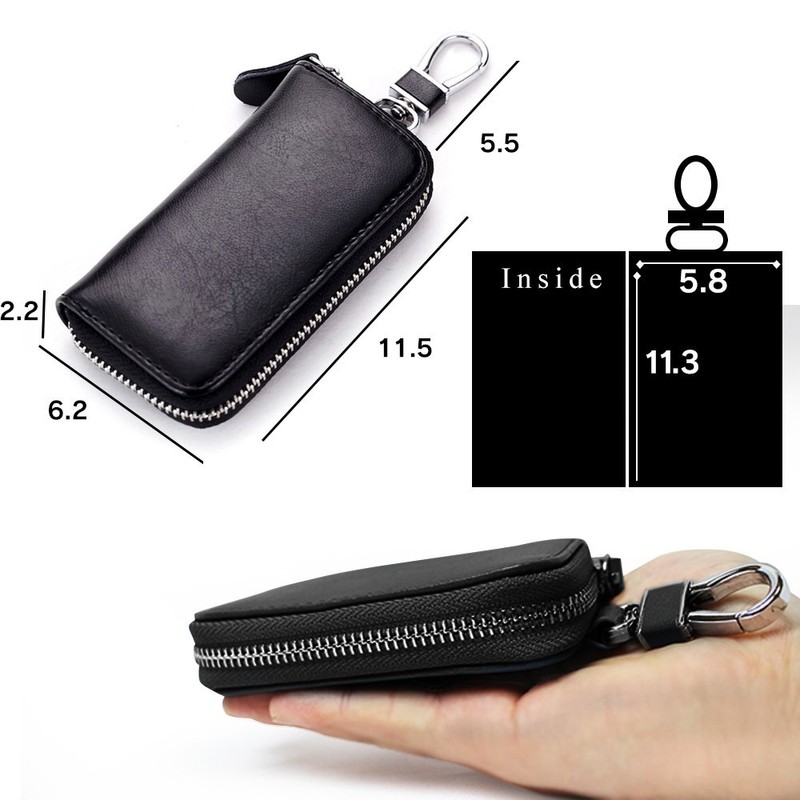 Riorune Key Case, Genuine Leather, 6 Rows + Smart Key,