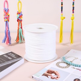 Nylon Cords White Bracelet String Nylon Satin Cord Wind Chime String Thread Macrame Waxed Braided Trim for Valentine's Day Present Jewelry Making, Beading, Macrame Craft, Blinds (1.5mm X 60Yards)