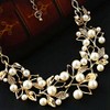 Tytrading Necklace and Earrings Set, Accessories, Gold, Pearl Leaf Design,