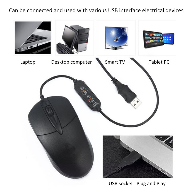 Heated Mouse Temperature Adjustable Timing 1600DPI USB Plug in Heat