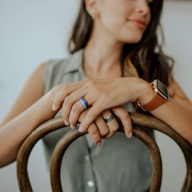 Enso Rings Thin Elements Silicone Ring – Stackable Wedding Engagement Band – 4.3mm Wide, 1.75mm Thick (Copper, 3)