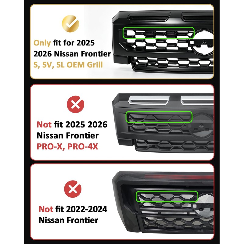 LED Front Grill Lights for Nissan Frontier 2025 2026 S