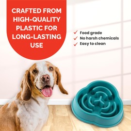 Dog Slow Feeder Bowl - Dog Dishes to Slow Down Eating - Puzzle Dog Food Bowl - Pet Bowl for Fast Eaters - Slows Down Pets Eating - Dog Bowl for Dry, Wet, & Raw Food - Dog Puzzles for All Breed Dogs