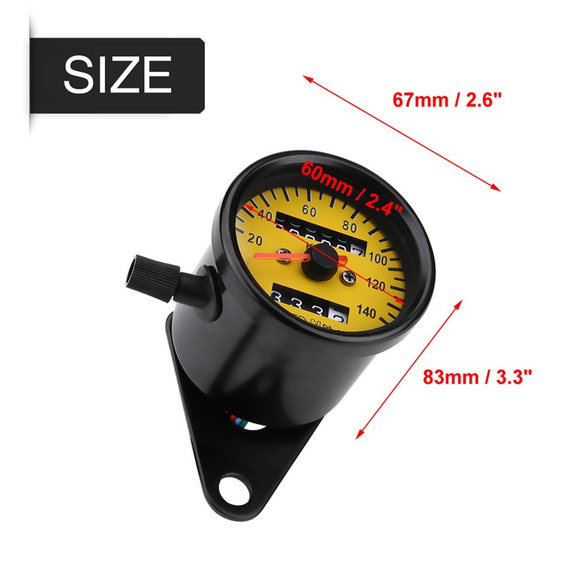60mm Motorcycle Odometer Speedometer Gauge with Indicator Black