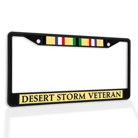 Fastasticdeals Metal Insert License Plate Frame Desert Storm Veteran D Weatherproof Car Accessories Black 2 Holes Solid Insert