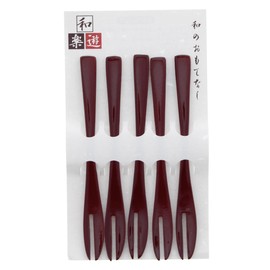 Ishida Japanese Confectionery Forks, Set of 5, Natural Wood