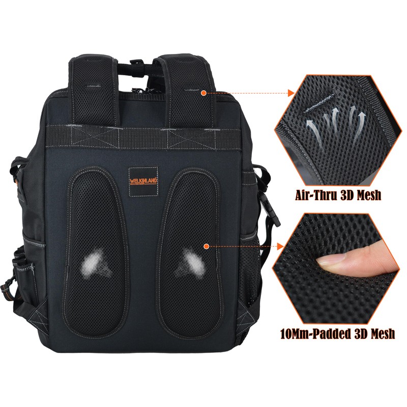 WELKINLAND 55-Pockets Tool backpack, Tool bag backpack, Backpack tool bag,