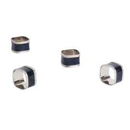 SARO LIFESTYLE NR217.BK Collection Sparkling Square Design Napkin Rings (Set of 4), 3" x 3", Black
