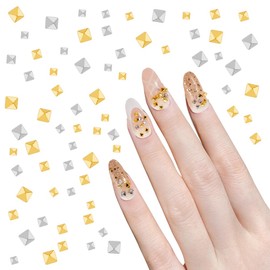 HOBBIESAY 1200Pcs 6 Styles 2 Color Mini Metal Rivet Punk Nail Charms 1-1.5mm Gold Silver Nail Charms Cone Nail Art Studs Alloy Spike Studs Nail for Women Art Charms Nail Supplies