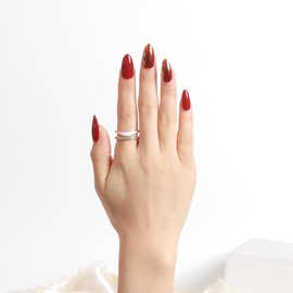 Tejecu Press on Nails Medium Fake Nails with Glue on Nails Almond False Nails Bright-coloured Dark Red Reusable Stick On Nails for Women in 12 Sizes And 24pcs Acrylic Nails set…