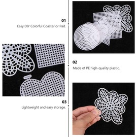 TEHAUX 50pcs Plastic Mesh Canvas Sheets 5 Shapes - Including Circles Heart Square Star Flowers - Blank Clear Plastic Canvas for DIY Crafts Embroidery Cross Stitch, Knit Crochet Projects