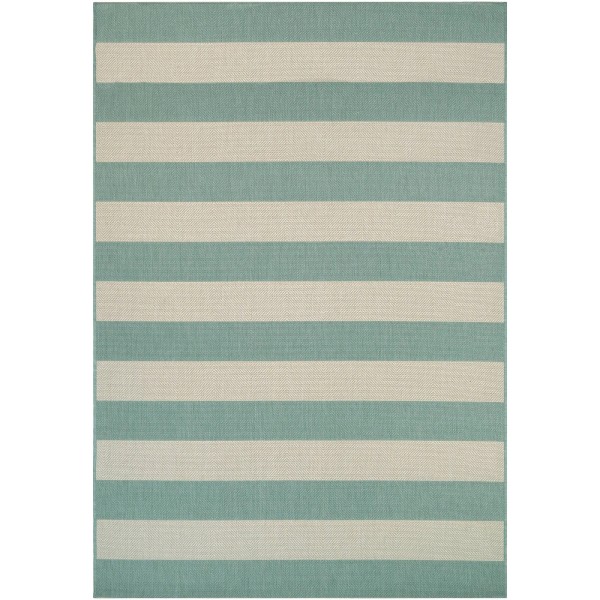 Dream Decor Rugs Hampton Striped Indoor Outdoor Area Rug Green/Ivory