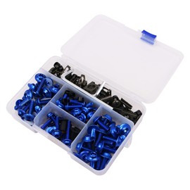 Tiardey Universal 177Pcs Motorcycle Fairing Bolts & Nuts Kit Bodywork Screws,Motorcycle Screws Cowls Set - Blue