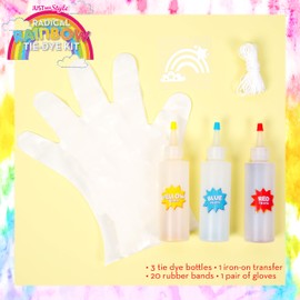 Just My Style Radical Rainbow Tie-Dye Kit by Horizon Group USA, Create 15 DIY Tie Dye Projects. Kit Includes Gloves, Color Mixing Bottles, Rainbow Themed Colors, Rubber Bands + One Iron On Rainbow
