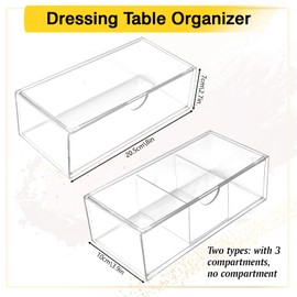 Pack of 2 Stackable Cosmetic Drawers, Acrylic Box Drawers with Drawers, Transparent Drawer Skincare, Cosmetic Organiser Drawers, Acrylic Make Up Organiser, for Washbasin, Dressing Table