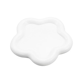 MY MIRONEY 3.94" Resin Jewelry Tray Flower Shape Decorative Plate White Trinket Dish Trays Key Ring Holder for Jewelry Wedding Engagement Photo Props Ornaments