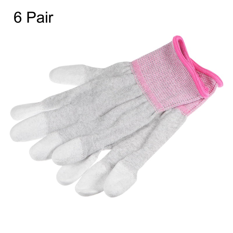 HARFINGTON 6 Pairs ESD Anti Static Gloves 19cm Overlock Edge