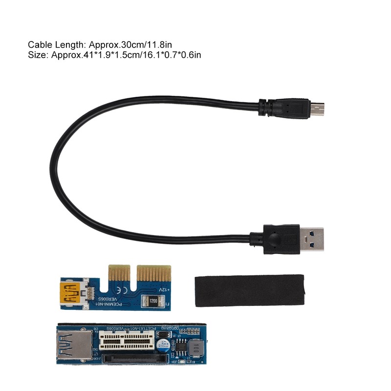 PCI-E 1X Extension Cable Cord Riser Card Power USB Extender