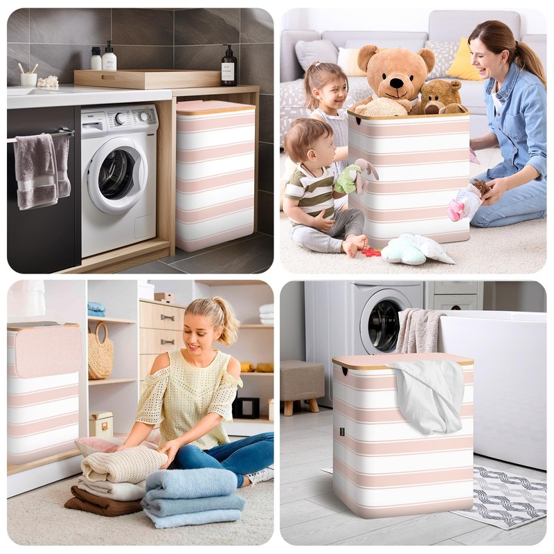 BALEINE Laundry Hamper with Lid, Tall Laundry Baskets with Bamboo