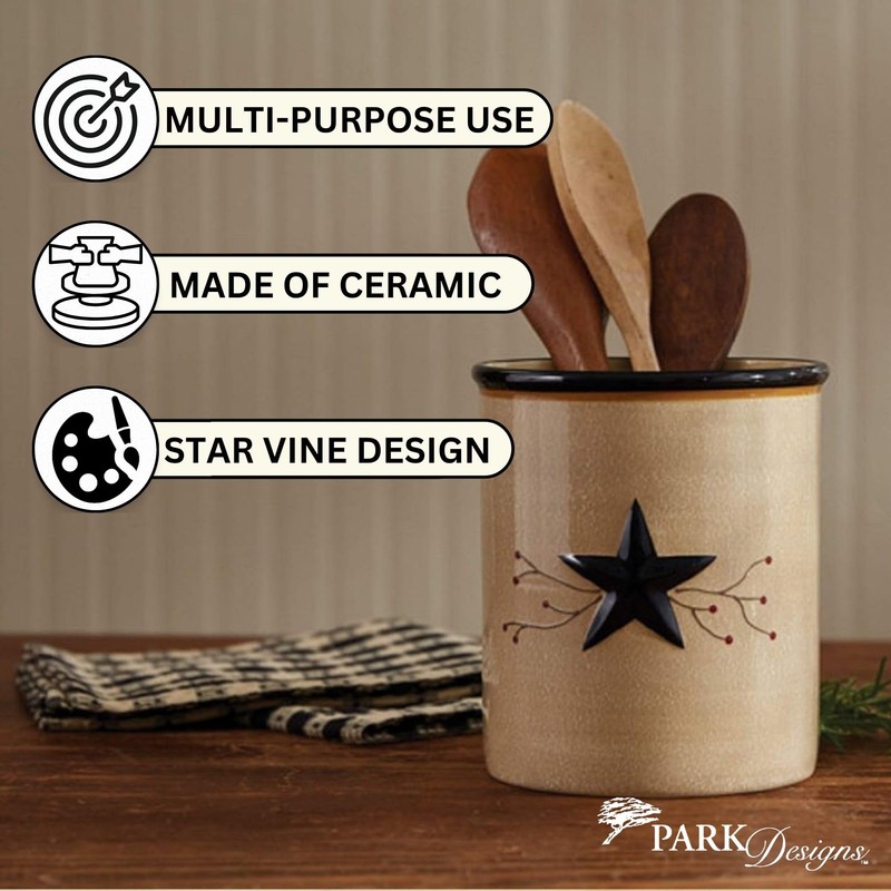 Park Designs Star Vine Utensil Crock | Primitive Farmhouse Decor