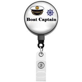 BEKECH Boat Captain Retractable Badge Holder Boating Travel Boat Captain Gifts Boat Sailing Badge Reel for ID Card Holder (Boat Captain)