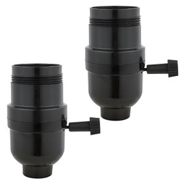 3-Way Lamp Socket Replacement, UL Listed E26 Base with UNO Threads, 3-Level Brightness Control Rotary Switch – Ideal for Table/Floor Lamp Repairs & DIY Lighting Projects, 2-Pack(Black)